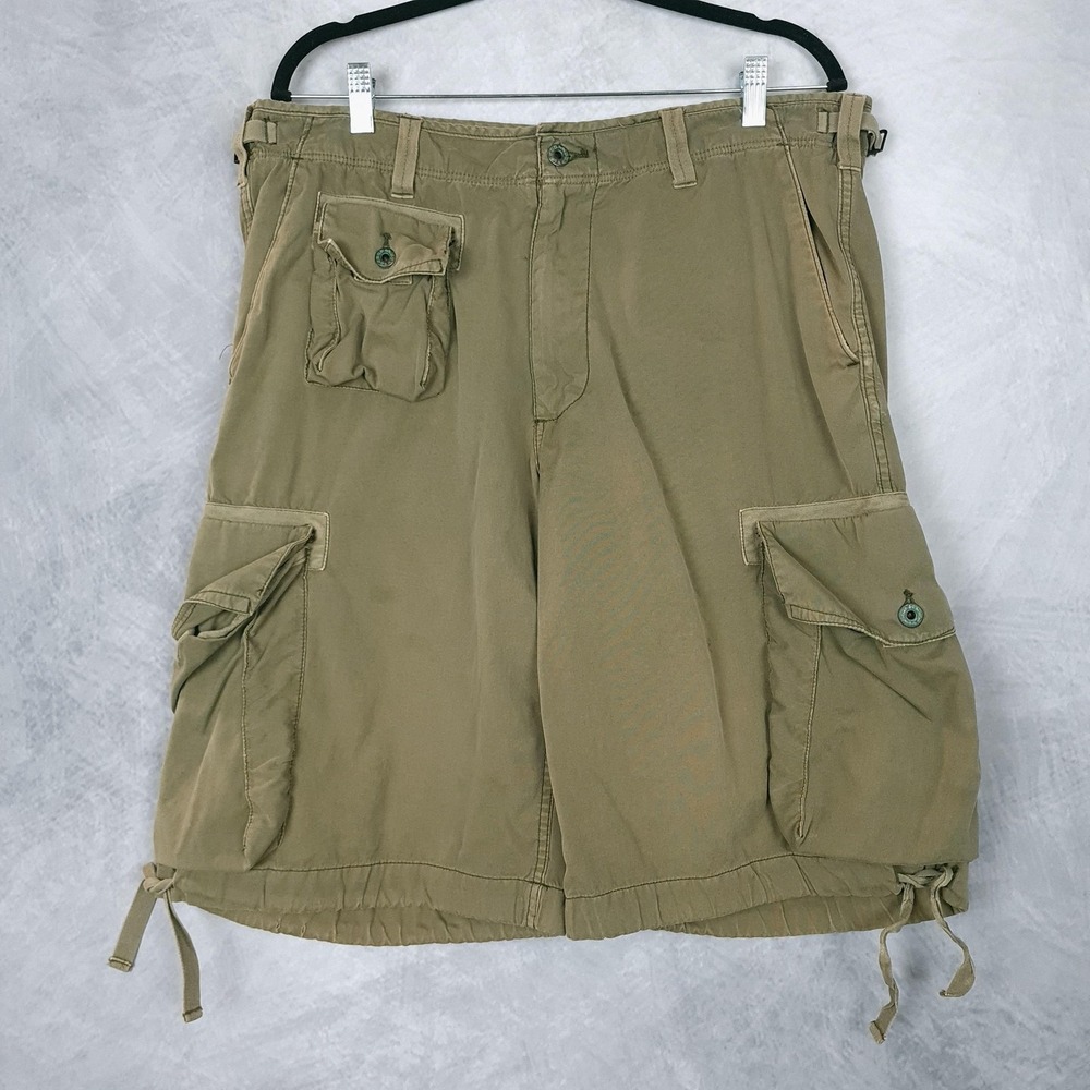Polo Jeans Ralph Lauren Cargo Shorts Mens 34 Green Canvas Waist Tabs Paratrooper